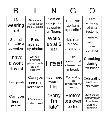 Fun Friday Bingo Card