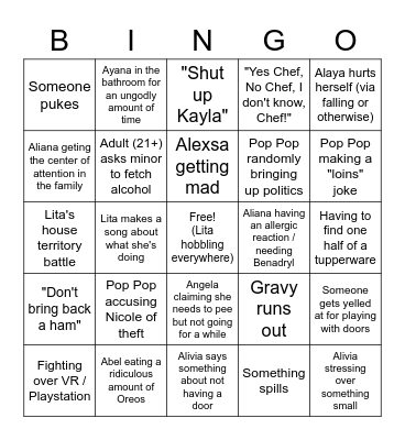 Ayala Bingo Card