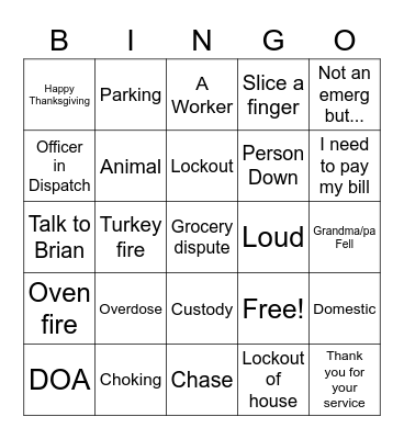 Dispatch Bingo Card