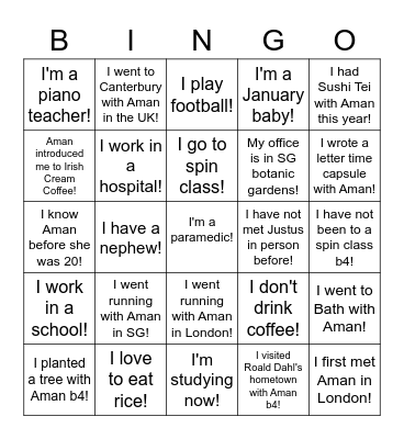 Table 27 @ JustAman Bingo Card