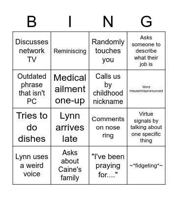 Thanksgiving Survival Bingo Card