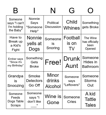 Thanksgiving BINGO Card