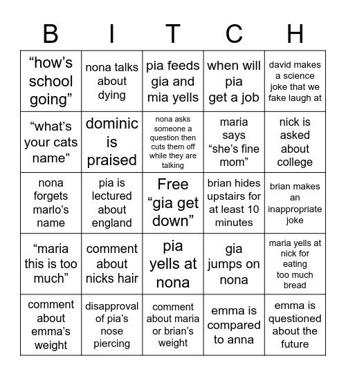 If We Don’t Laugh, We’ll Cry Bingo Card