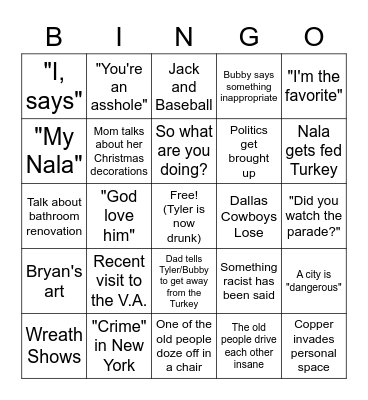 Thanksgiving Bingo Card