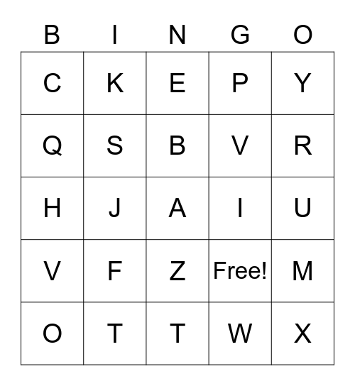 ALPHABET  BINGO Card