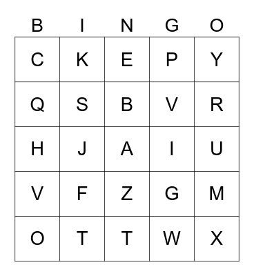 ALPHABET  BINGO Card