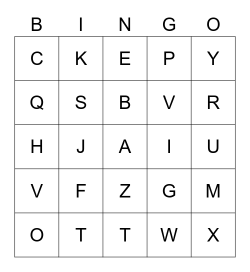 ALPHABET  BINGO Card