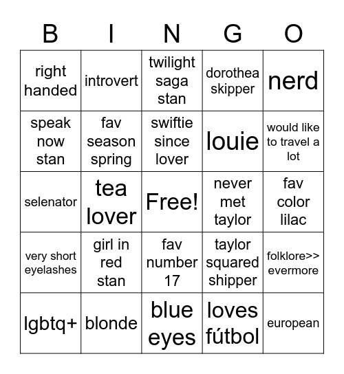 k's bingo Card