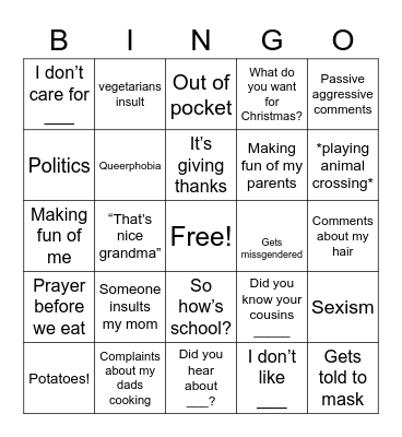 Ellie thanksgiving bingo Card