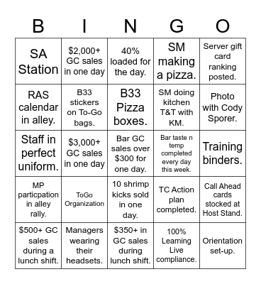 GC SM Contest Week4 Bingo Card