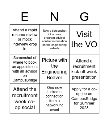 CO-OP BINGO Card