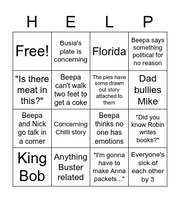 Thanksgiving Bingo Card