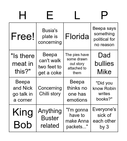 Thanksgiving Bingo Card