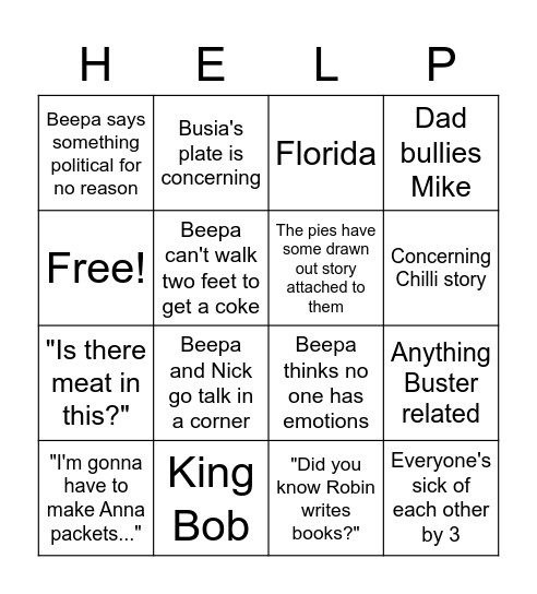 Thanksgiving Bingo Card
