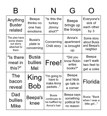 Thanksgiving Bingo Card