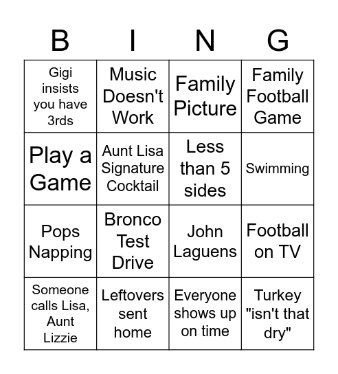 Cargol Thanksgiving Bingo Card