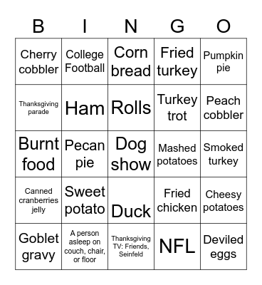 Thanksgiving Bingo Card