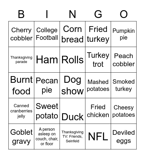 Thanksgiving Bingo Card