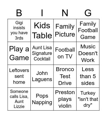 Cargol Thanksgiving Bingo Card