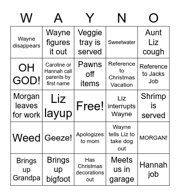 WAYNO Bingo Card