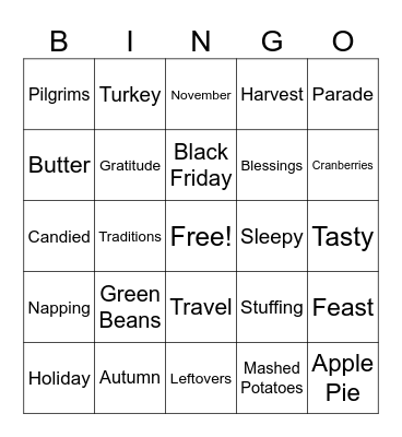 Thanksgiving Bingo Card