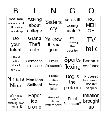 Thanksgiving Bingo 2022 Bingo Card