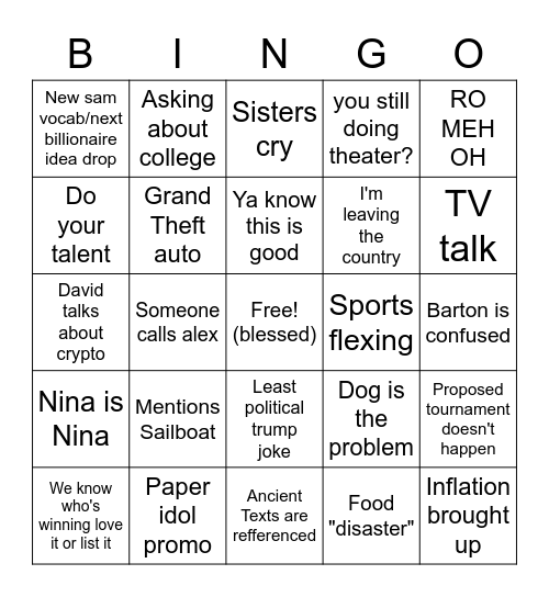 Thanksgiving Bingo 2022 Bingo Card