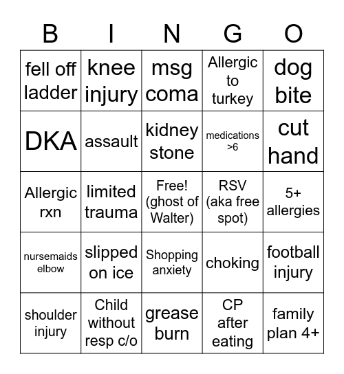 Turkey Day Bingo Party Bingo Card