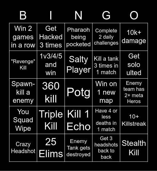 Overwatch 2 Bingo Card