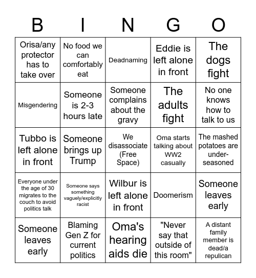 Thanksgiving 2022 Bingo Card
