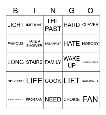 VOCABULARY Bingo Card