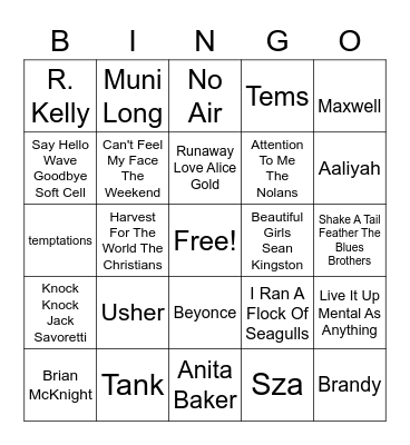 R&R Bingo Game 2 Bingo Card