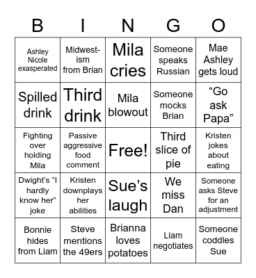 Thanksgiving Bingo Card