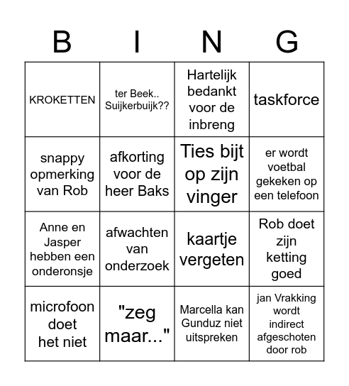 Raad Bingo Card