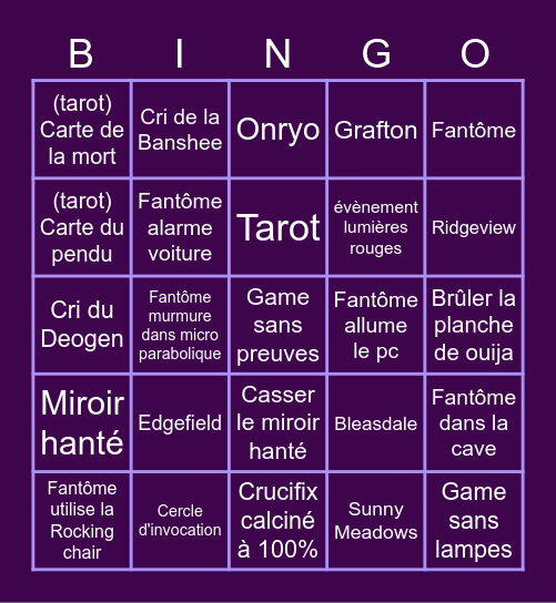 BINGO PHASMOPHOBIA JUJUNINI Bingo Card