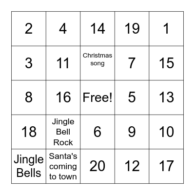 Christmas Music Bingo Card