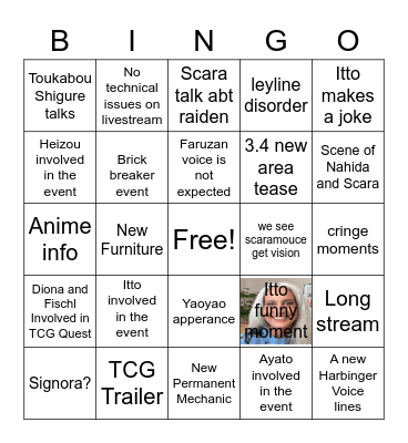 3.3 Livestream Bingo Card