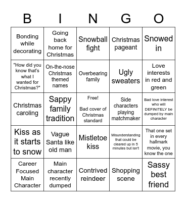 Christmas romance bingo Card