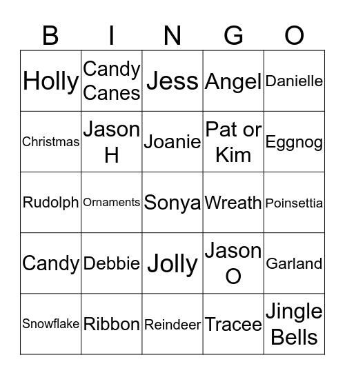 Holiday Meeting Bingo Card