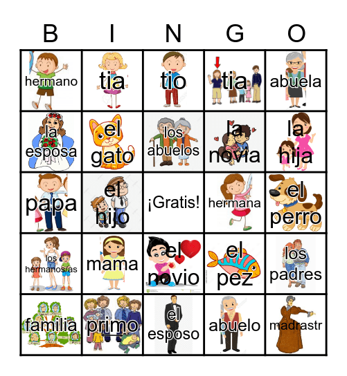 La familia Bingo Card