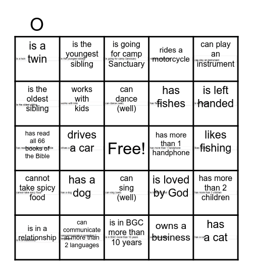 Find Someone Who Bingo Card