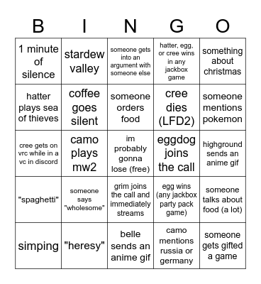 rymis vs camo bingo Card