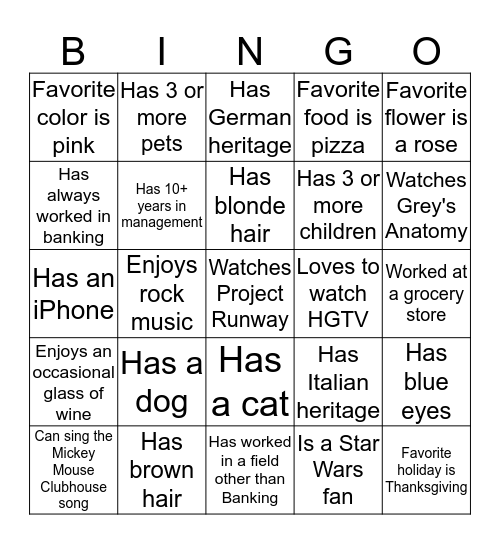 Banker Bingo Card