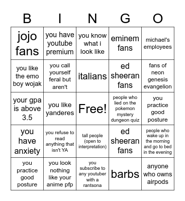 Untitled Bingo Card