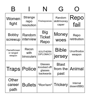 Lizard Lick Bingo Card