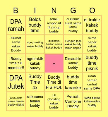 BINGO BUDDY Bingo Card