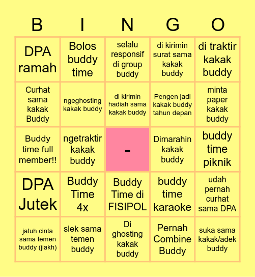 BINGO BUDDY Bingo Card