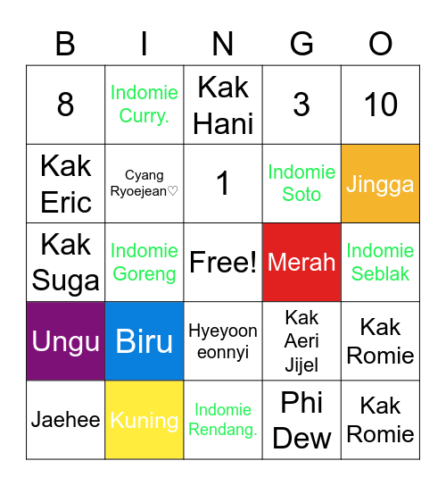 Nana's Bingo!! Bingo Card