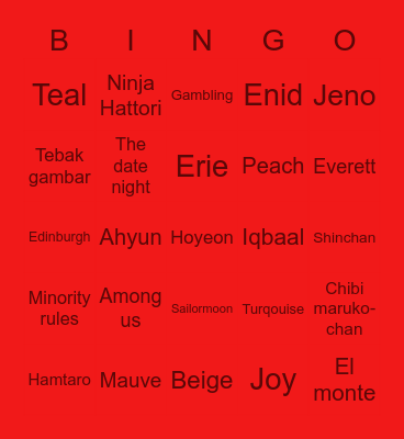Joy's Bingo Card