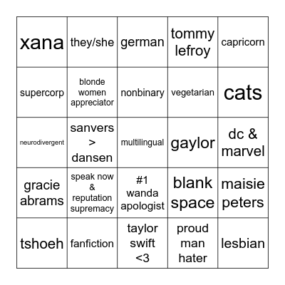 sam bingo!! Bingo Card